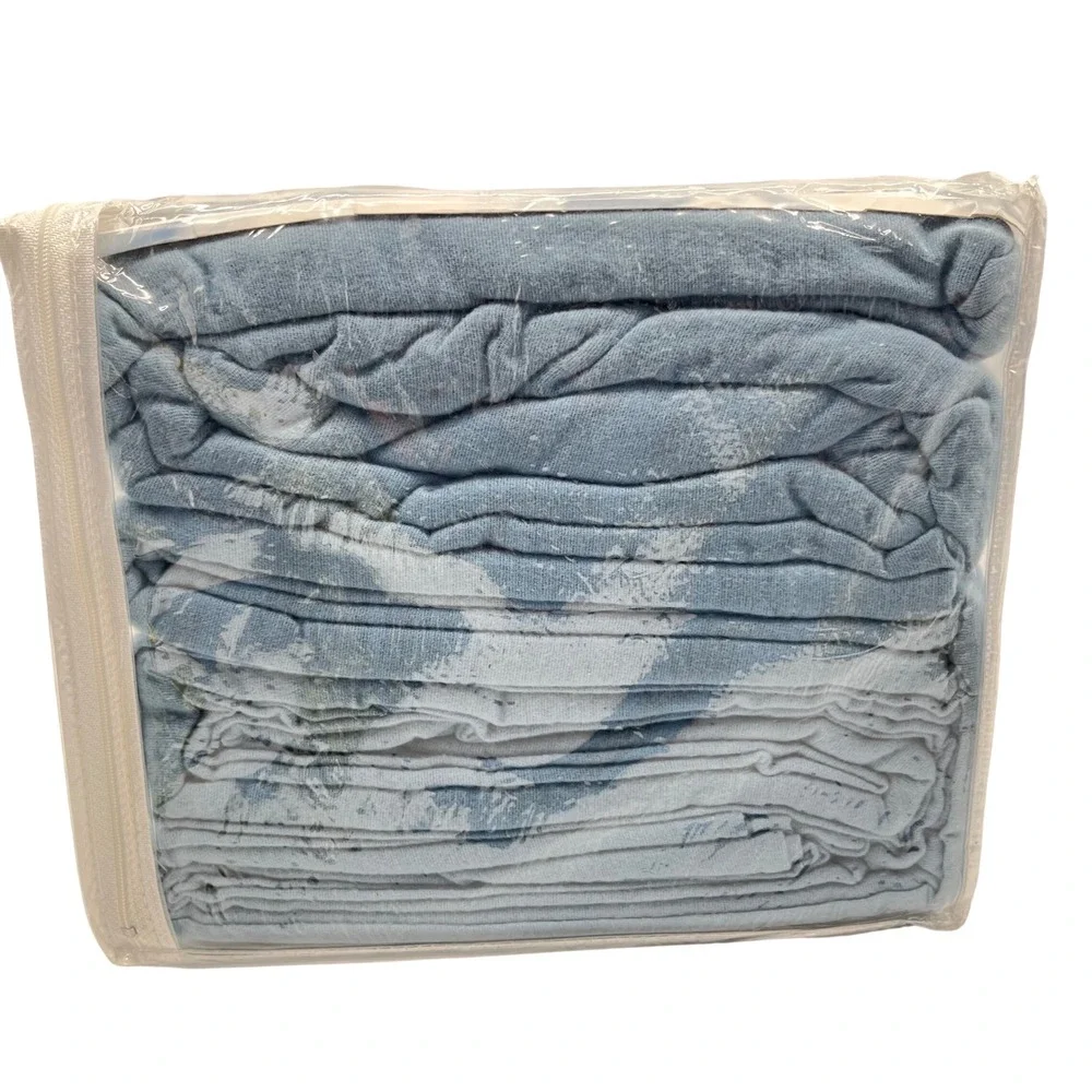 Hanes 2001 King Sheet Set 100% Cotton Flannel Blue Extra Deep Pockets NEW